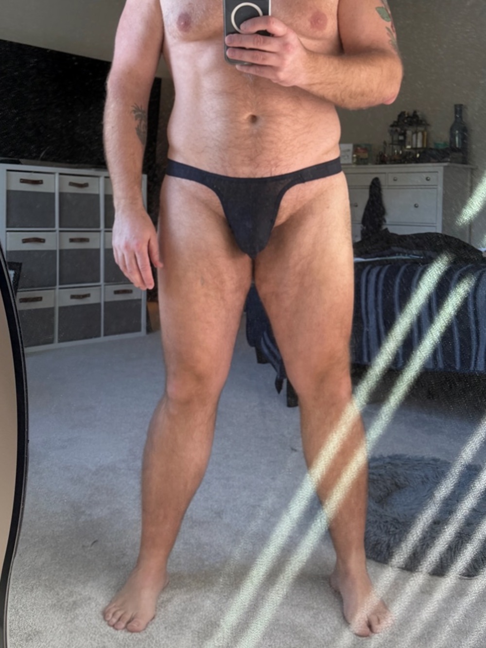 Men's Navy Blue mesh thong Underwear